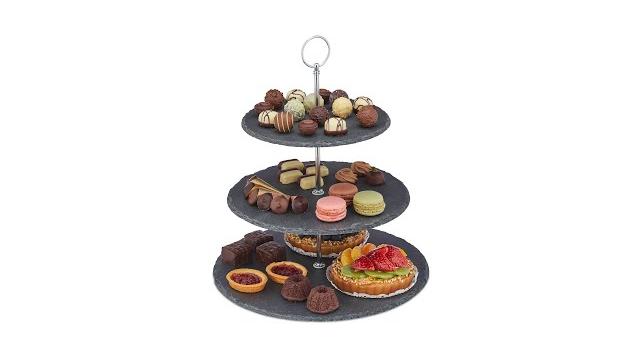 Relaxdays Etagere Schiefer 3 Etagen Bild 2