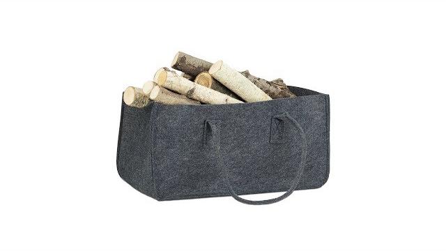 Relaxdays 4x Kaminholztasche aus Filz, Anthrazit Bild 2