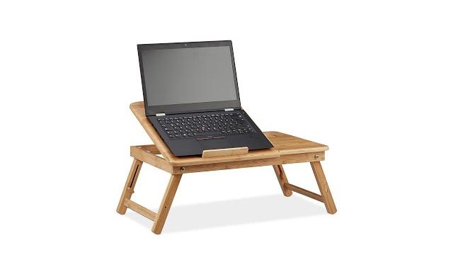 Relaxdays Höhenverstellbarer Laptoptisch Bambus Bild 2