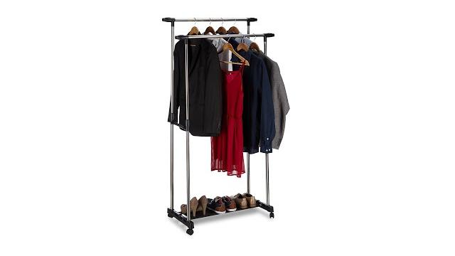 Relaxdays Rollgarderobe mit 2 Kleiderstangen Bild 2