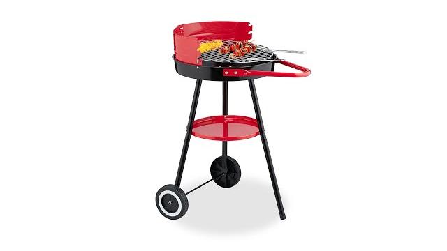 Relaxdays Holzkohlegrill 42 cm mit Rollen Bild 2